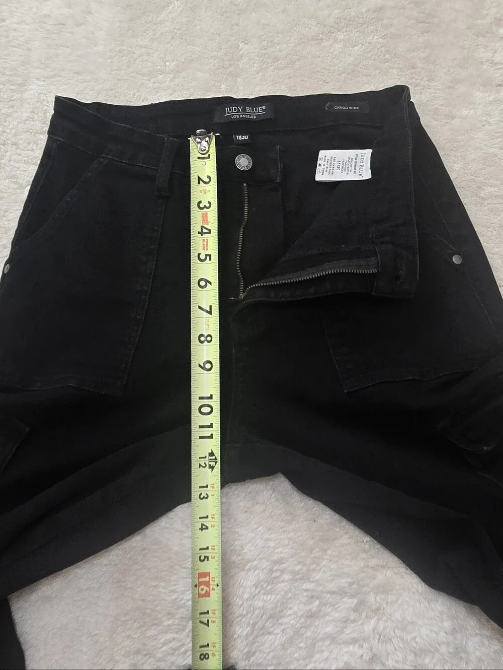 Judy Blue Black High-Rise Cargo Wide Leg Skater Stretch Utility Jeans, 11/30